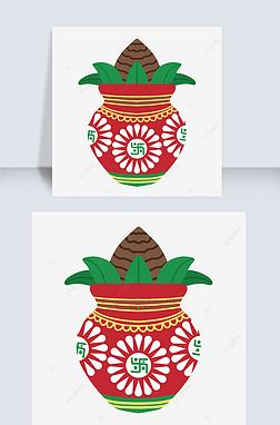 彩色陶罐花纹图案传统节日卡拉什剪贴画