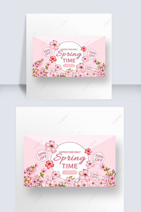 粉色创意樱花春天销售横幅