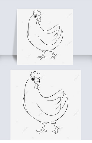 chickenclipartblackandwhite黑白手绘小鸡