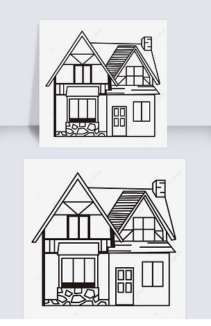 乡村房子别墅线稿housebla
