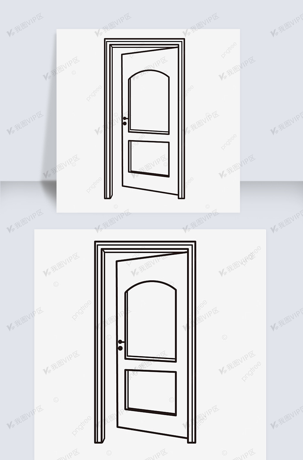 草图线稿打开门展示doorbla