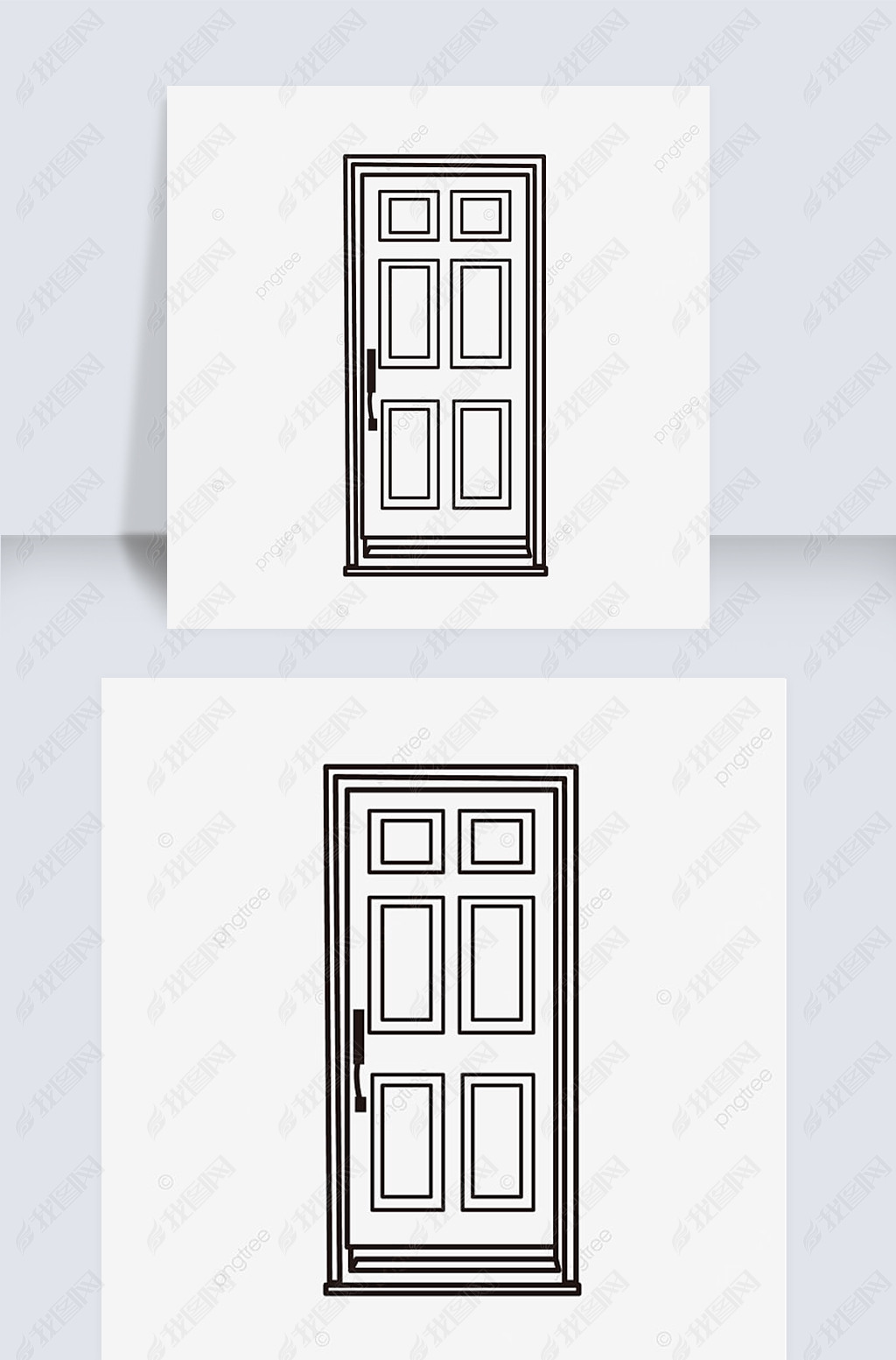 原创矢量图关闭门线稿设计door black and white clipart