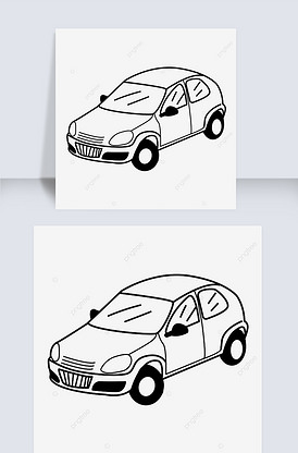 俯视黑白线稿小汽车car blac.