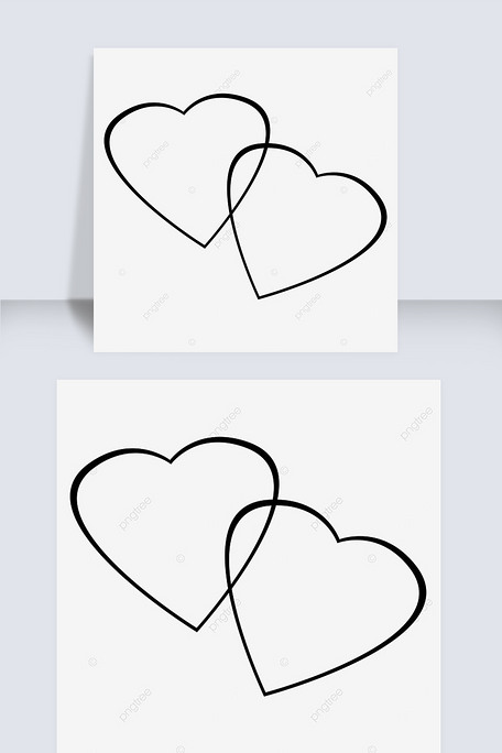 black and white线条双爱心图片素材(psd分层格式)免费下载_其他大全