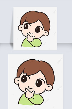 q版男生免抠元素|自信姿势拍照的短发男生