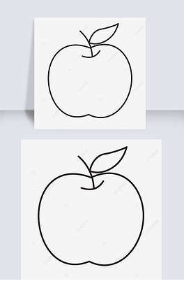 黑色线条矢量简笔画苹果素材 apple clipart black and white