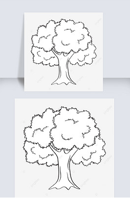 黑白矢量大树剪贴画 tree clipart black and white