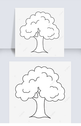 黑白矢量线条大树剪贴画 tree clipart black and white