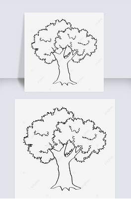 抽象黑白线条大树矢量剪贴画 tree clipart black and white