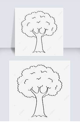 tree clipart black and white 矢量黑色剪贴画素材大树简笔画