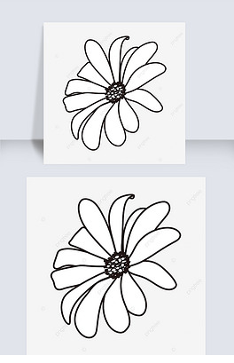 ڰջflower clipart black and white