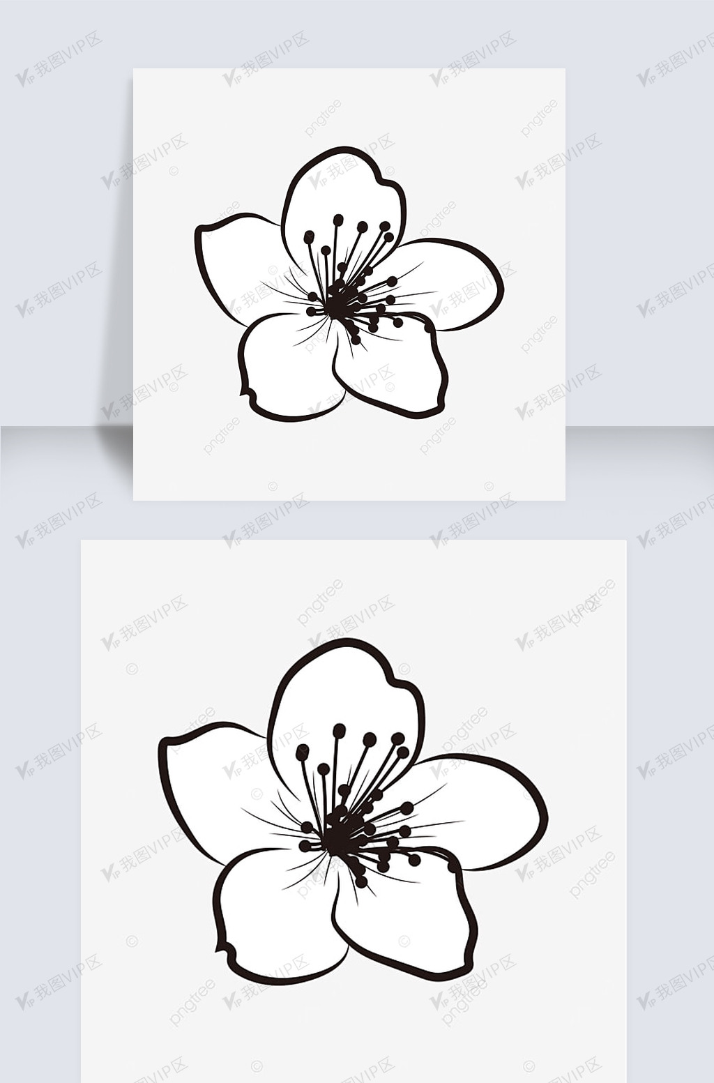 黑白线条一朵梅花flowerclipartblackandwhite