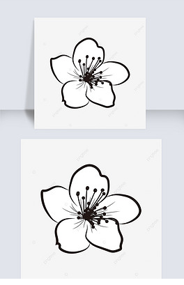 黑白线条一朵梅花flower clipart black and white