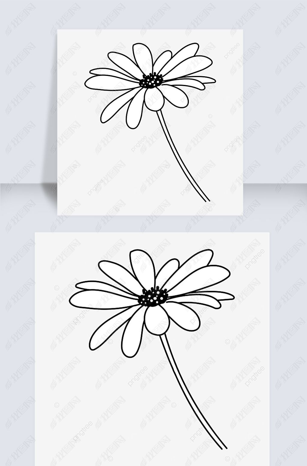 ڰջflower clipart black and white