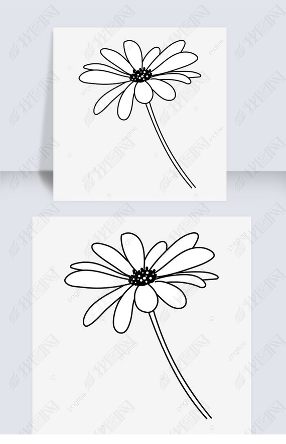 ڰջflower clipart black and white