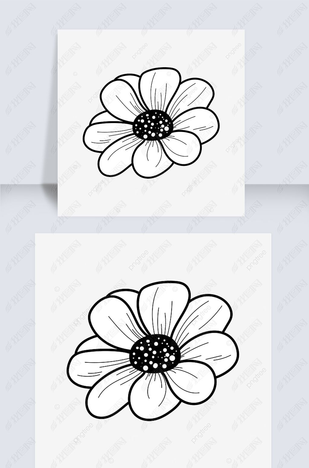 ڰɫflower clipart black and white