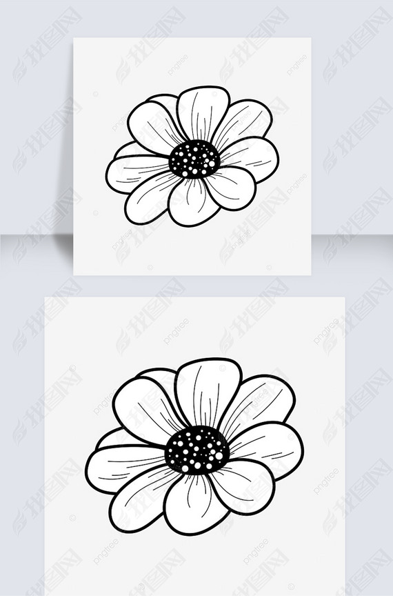 ڰɫflower clipart black and white