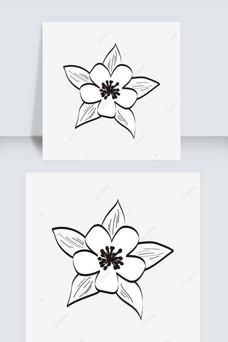 花朵黑白线条剪贴画flowerc