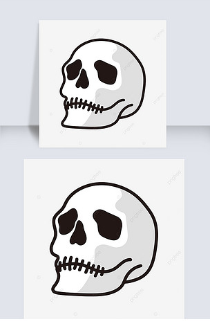 扁平风格头骨剪贴画skull clipart