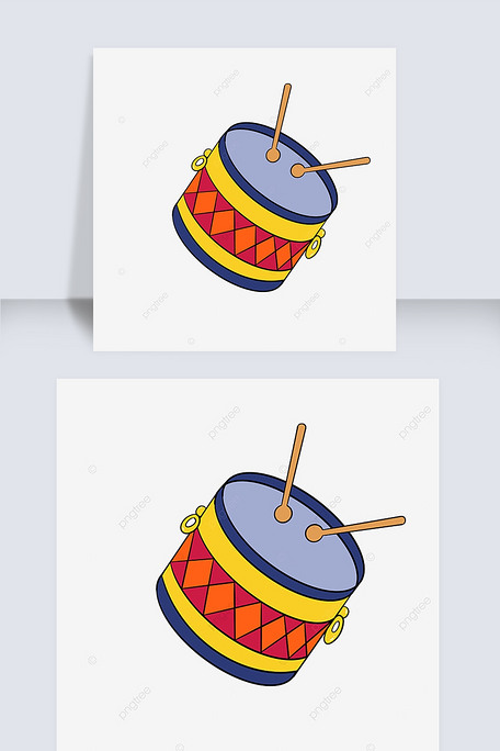 四色卡通可爱鼓剪贴画