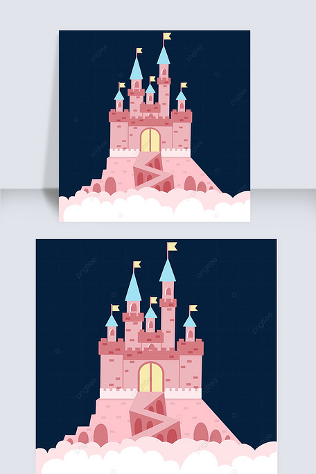 可爱浪漫粉色城堡剪贴画