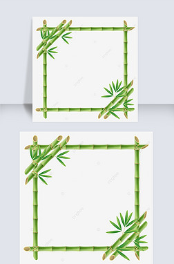 竹 边框免抠元素|bamboo tree 竹子茎杆组成的方形边框