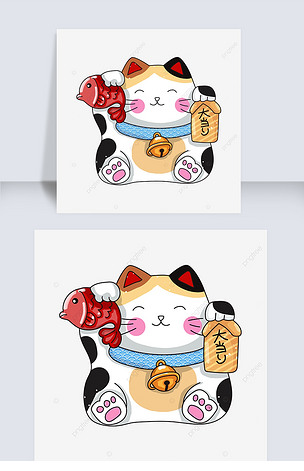 可爱运气坐着开心日本卡通招财猫