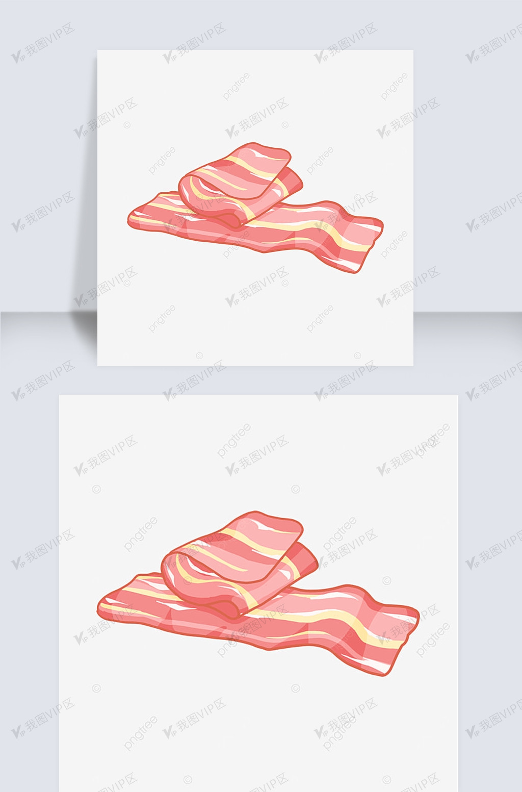 卡通猪肉烧烤食材美食彩色培根剪贴画