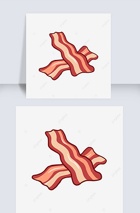 卡通食材烧烤扁平彩色培根剪贴画