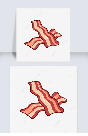 卡通食材烧烤扁平彩色培根剪贴画