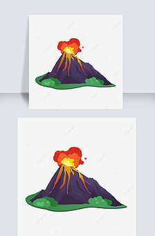 volcano clipart火山剪贴画卡通喷发岩浆风景