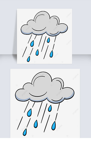 卡通形象下大雨的云朵
