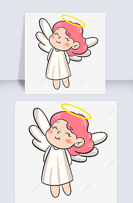 开心的粉色卷发小天使