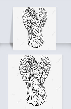 黑白翅膀圣母玛利亚天使基督教天主教.