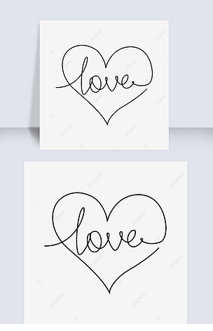 linedrawlove情人节爱心线条简笔画