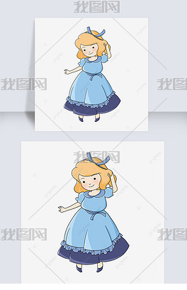 蓝色裙子princess clipart
