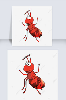 红蚂蚁免抠元素|卡通红蚂蚁剪贴画