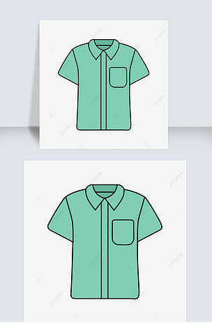 绿色短袖t恤立领衬衫卡通剪贴画
