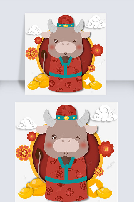 2021年拜年可爱小牛
