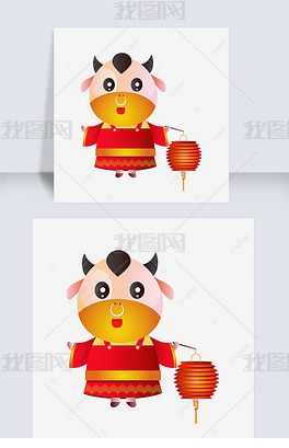 喜庆牛年可爱牛宝宝提灯笼