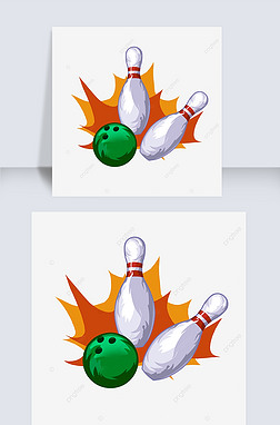 动漫运动风背景图免抠元素|手绘动漫风保龄球剪贴画