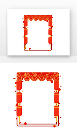红色春节边框灯笼方框元素
