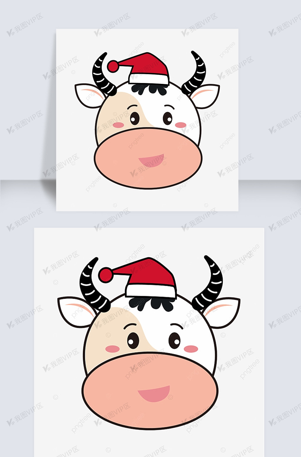 黑色条纹牛角的可爱牛头