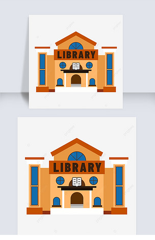 卡通宏伟的图书馆剪贴画