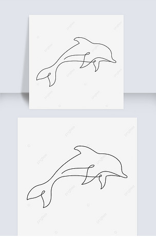 简约抽象线条海豚一笔画line