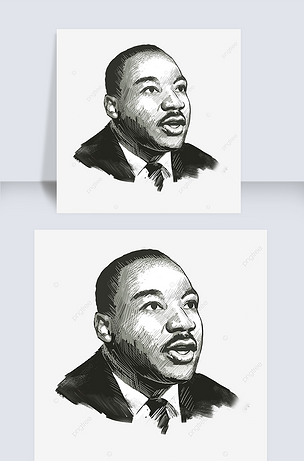 黑白素描名人马丁路德金肖像黑白素描伟人插画元素