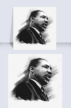黑白马丁路德金人像黑白素描伟人插画.