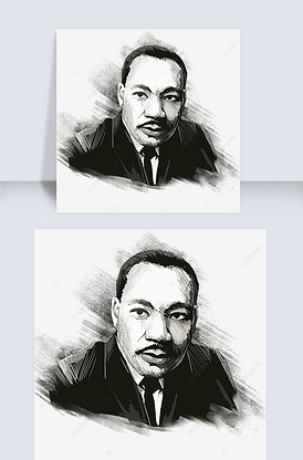 伟人马丁路德金纪念日人像黑白素描伟.