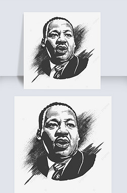 素描黑人马丁路德金人像黑白素描伟人