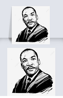 素描名人马丁路德金人像黑白素描伟人插画元素
